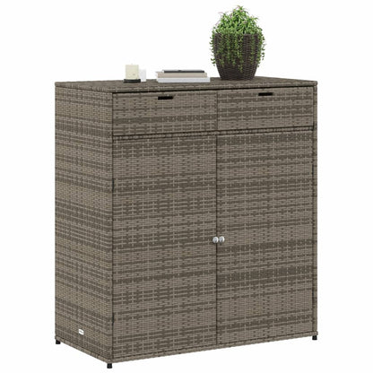 Armadietto Portaoggetti Giardino Grigio 105x55x113cm Polyrattan