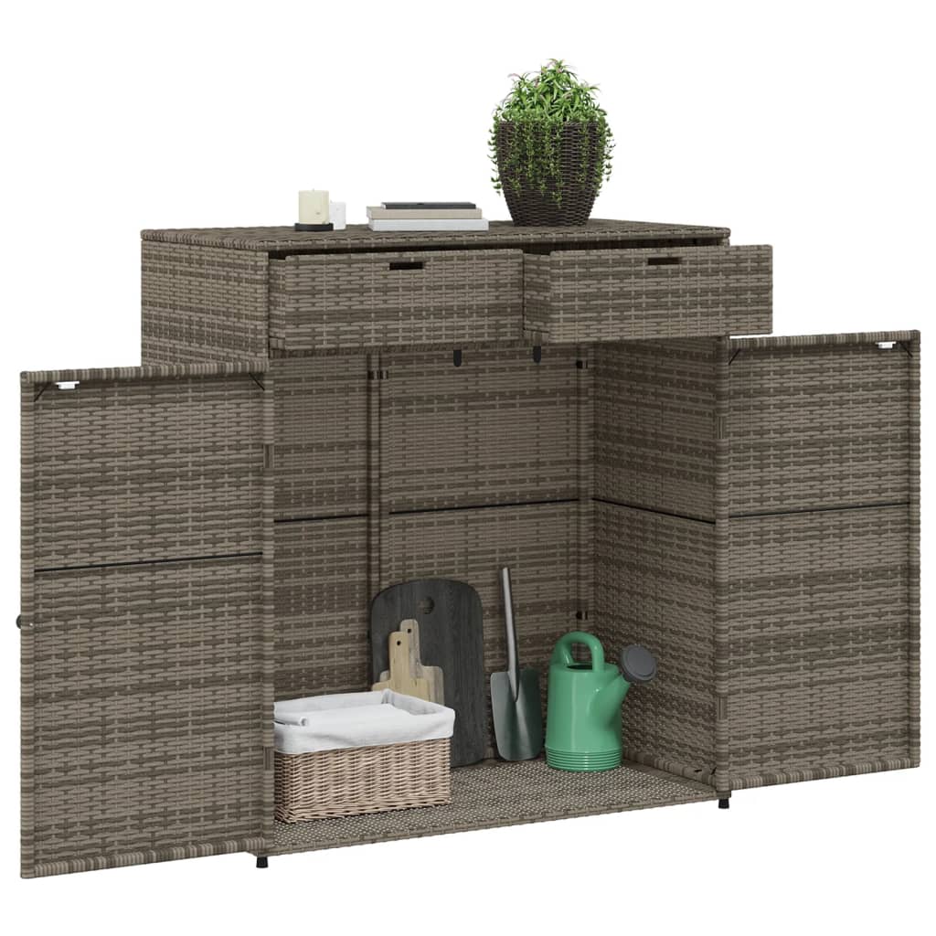 Armadietto Portaoggetti Giardino Grigio 105x55x113cm Polyrattan