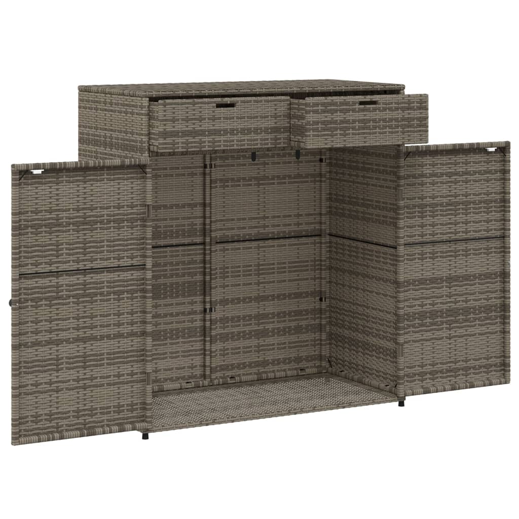 Armadietto Portaoggetti Giardino Grigio 105x55x113cm Polyrattan