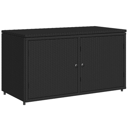 Armadietto Portaoggetti Giardino Nero 110x55x60,5cm Polyrattan