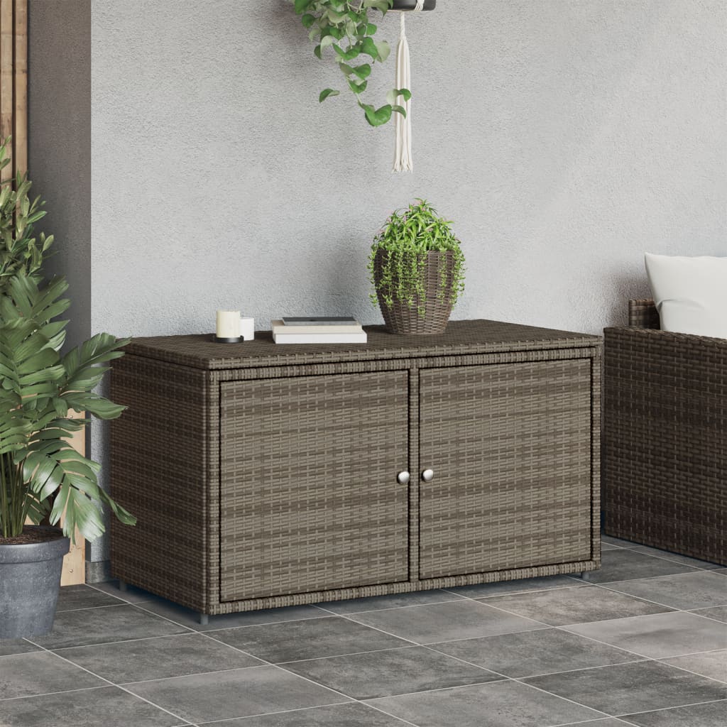 Armadietto Portaoggetti Giardino Grigio 110x55x60,5 Polyrattan