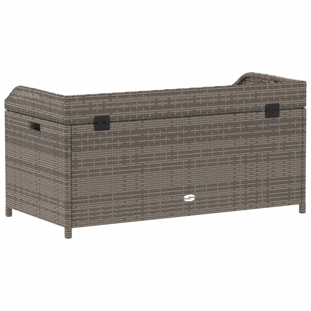 Panca Portaoggetti Giardino Grigia 100x50x52 Polyrattan Acacia