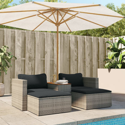 Set Divano Giardino 5 Pz Con Cuscini Grigio Polyrattan Acacia