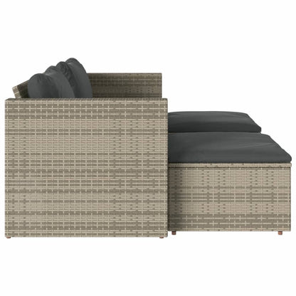 Set Divano Giardino 5 Pz Con Cuscini Grigio Polyrattan Acacia