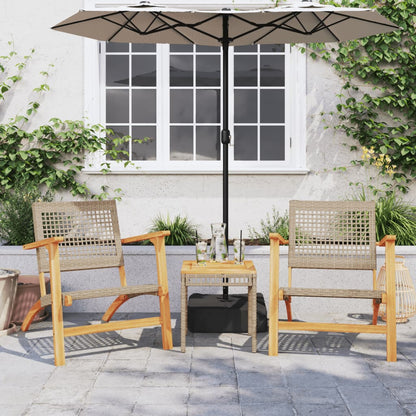 Sedie Da Giardino 2pz Beige In Polyrattan E Legno Di Acacia