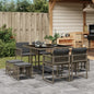 Set Da Pranzo Da Giardino 9 Pz Con Cuscini In Polyrattan Grigio