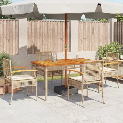 Sedie Da Giardino Con Cuscini 4 Pz Beige In Polyrattan E Acacia