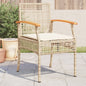 Sedie Da Giardino Con Cuscini 4 Pz Beige In Polyrattan E Acacia