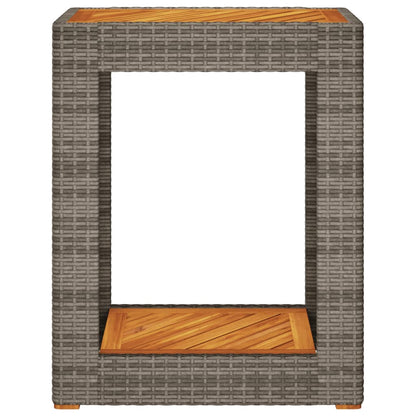 Tavolino Da Giardino Piano Legno Grigio 60x40x75 Cm Polyrattan