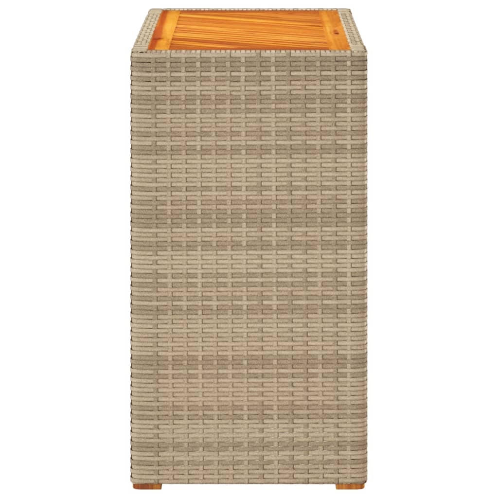 Tavolino Da Giardino Piano Legno Beige 60x40x75 Cm Polyrattan