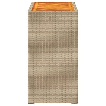 Tavolino Da Giardino Piano Legno Beige 60x40x75 Cm Polyrattan