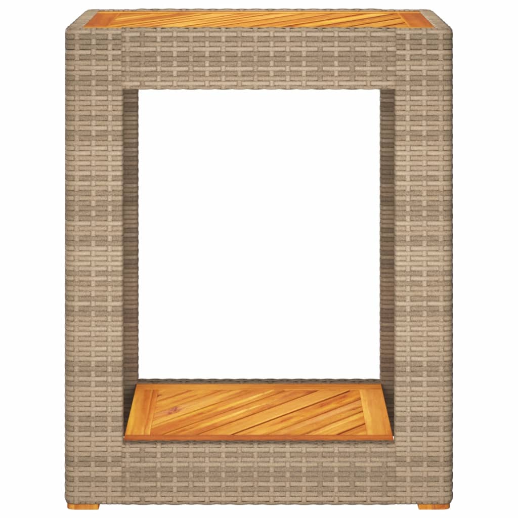 Tavolino Da Giardino Piano Legno Beige 60x40x75 Cm Polyrattan