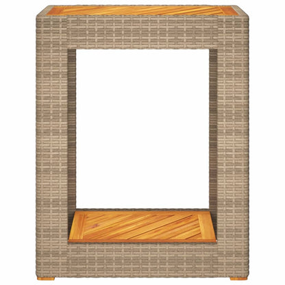 Tavolino Da Giardino Piano Legno Beige 60x40x75 Cm Polyrattan