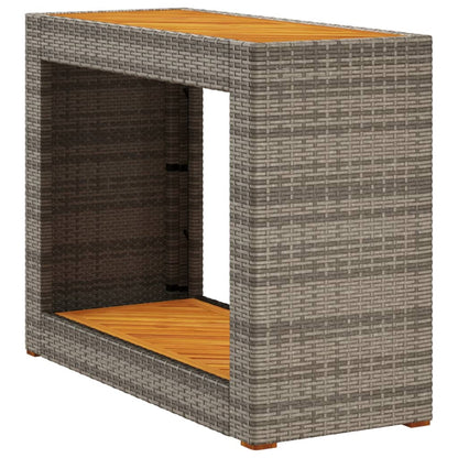 Tavolino Da Giardino Piano Legno Grigio 100x40x75 Cm Polyrattan