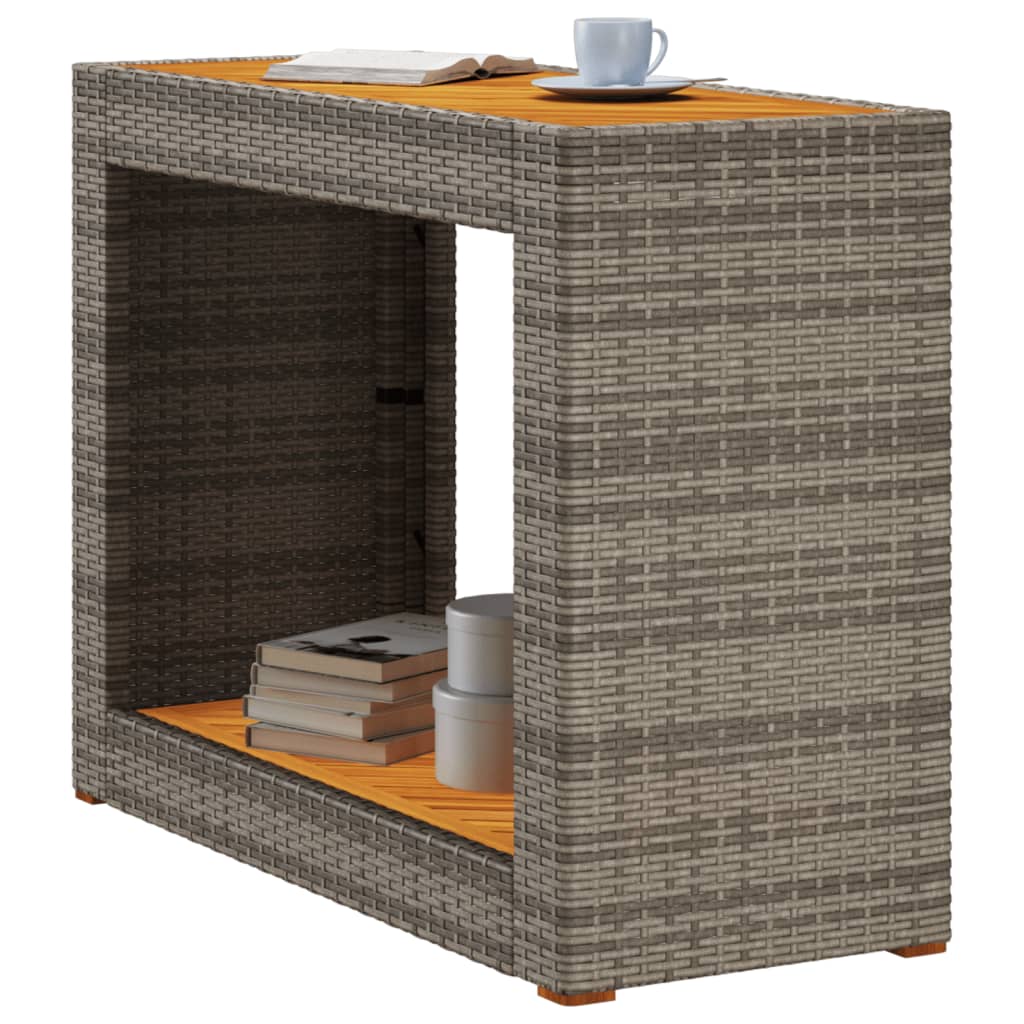 Tavolino Da Giardino Piano Legno Grigio 100x40x75 Cm Polyrattan