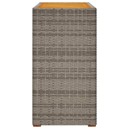 Tavolino Da Giardino Piano Legno Grigio 100x40x75 Cm Polyrattan