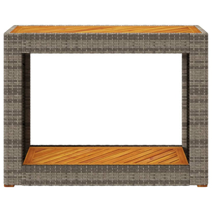 Tavolino Da Giardino Piano Legno Grigio 100x40x75 Cm Polyrattan