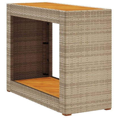 Tavolino Da Giardino Piano Legno Beige 100x40x75 Cm Polyrattan