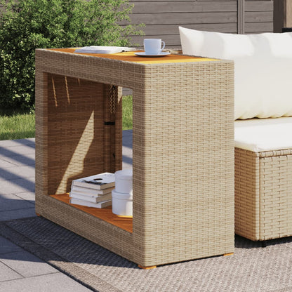 Tavolino Da Giardino Piano Legno Beige 100x40x75 Cm Polyrattan