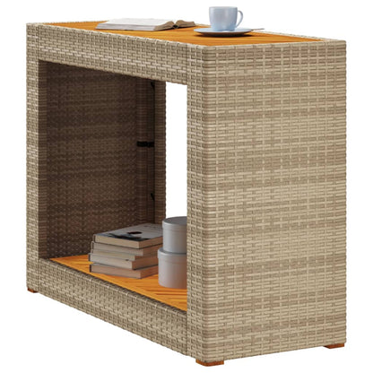 Tavolino Da Giardino Piano Legno Beige 100x40x75 Cm Polyrattan