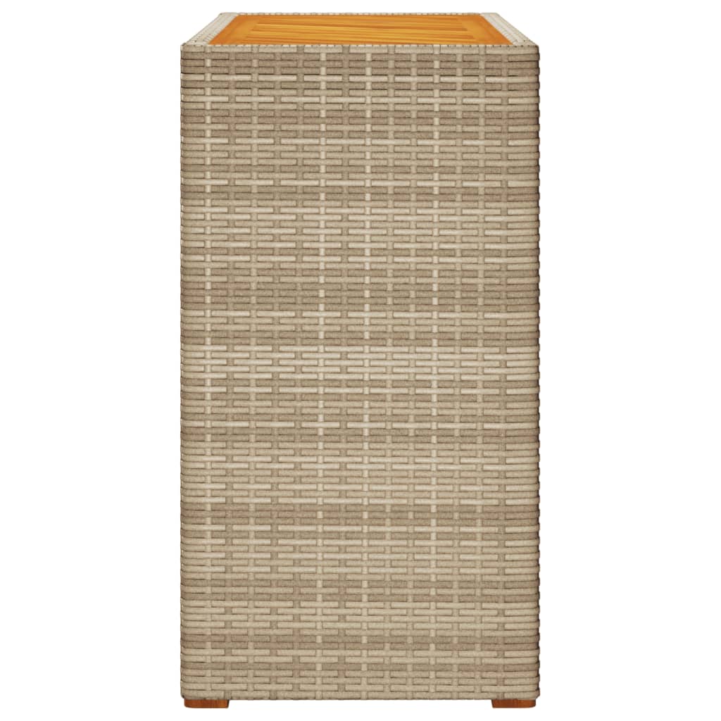 Tavolino Da Giardino Piano Legno Beige 100x40x75 Cm Polyrattan