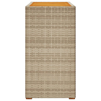 Tavolino Da Giardino Piano Legno Beige 100x40x75 Cm Polyrattan