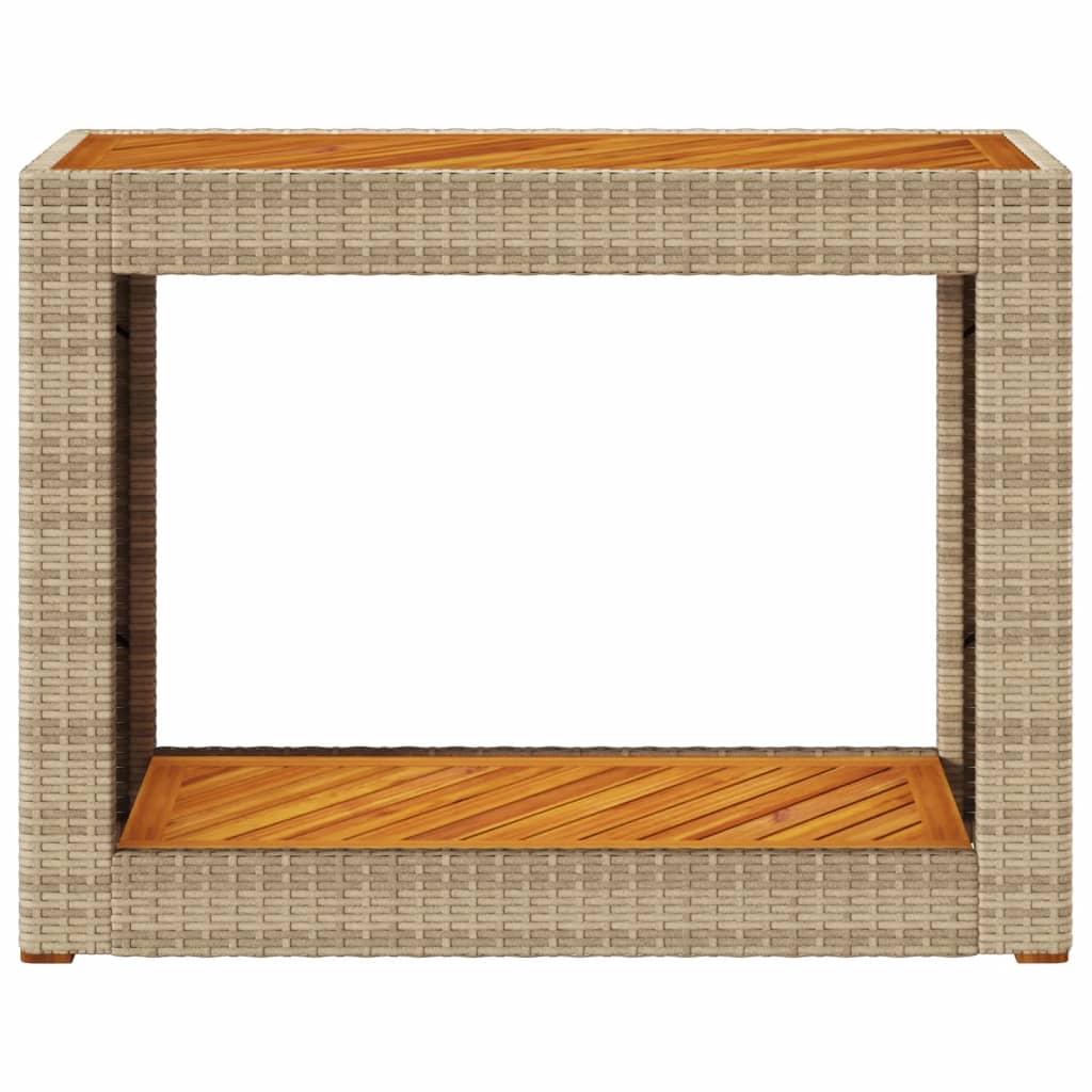 Tavolino Da Giardino Piano Legno Beige 100x40x75 Cm Polyrattan