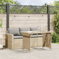 Set Da Pranzo Da Giardino 2 Pz Con Cuscini Beige In Polyrattan