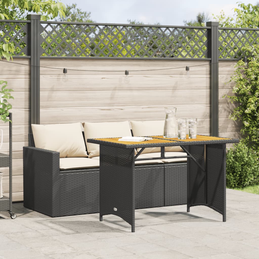 Set Da Pranzo Da Giardino 2 Pz Con Cuscini Nero In Polyrattan