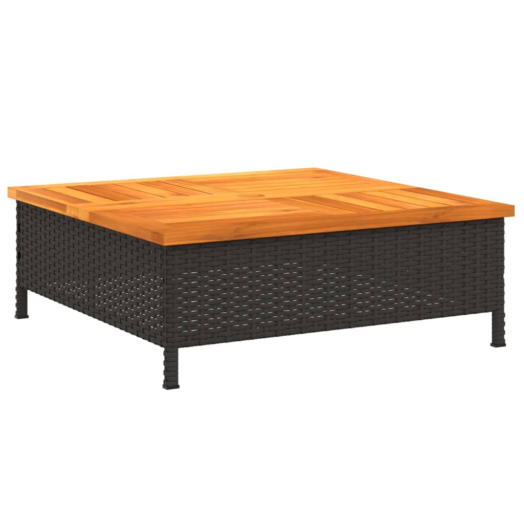 Copertura Base Ombrellone Nera 70x70x25 Cm Polyrattan E Acacia