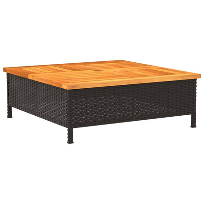 Copertura Base Ombrellone Nera 70x70x25 Cm Polyrattan E Acacia