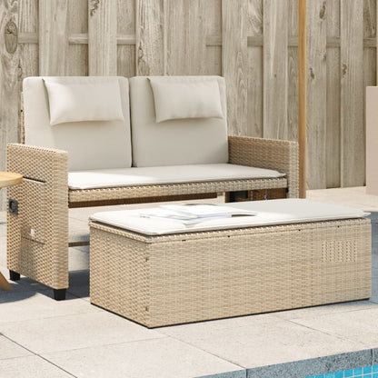 Panca Reclinabile Da Giardino Con Cuscini Beige In Polyrattan