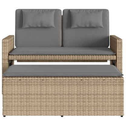 Panca Reclinabile Da Giardino Con Cuscini Beige In Polyrattan