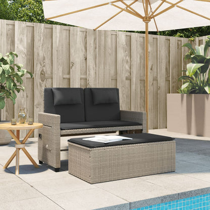 Panca Reclinabile Giardino Con Cuscini Grigio Chiaro Polyrattan