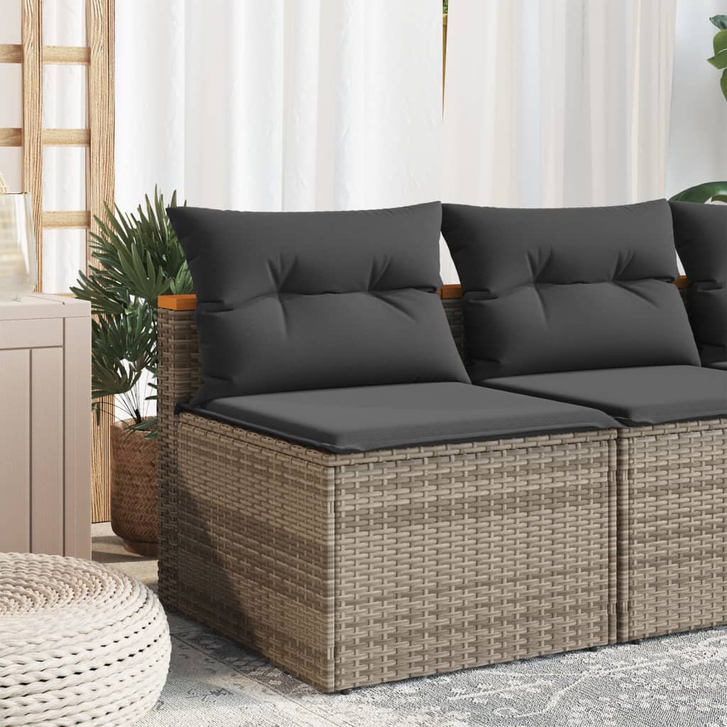 Divani Giardino Senza Braccioli Con Cuscini 2 Grigi Polyrattan