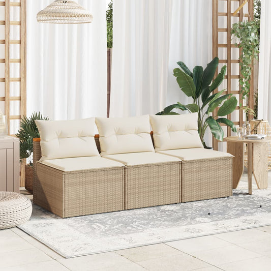 Divani Giardino Senza Braccioli Con Cuscini 2 Beige Polyrattan