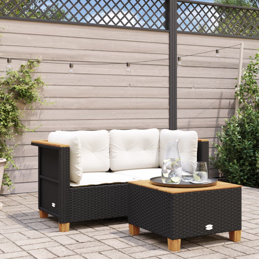 Divani Angolari Da Giardino Con Cuscini 2pz In Polyrattan Nero