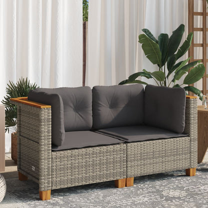 Divani Angolari Da Giardino Con Cuscini 2pz Polyrattan Grigio