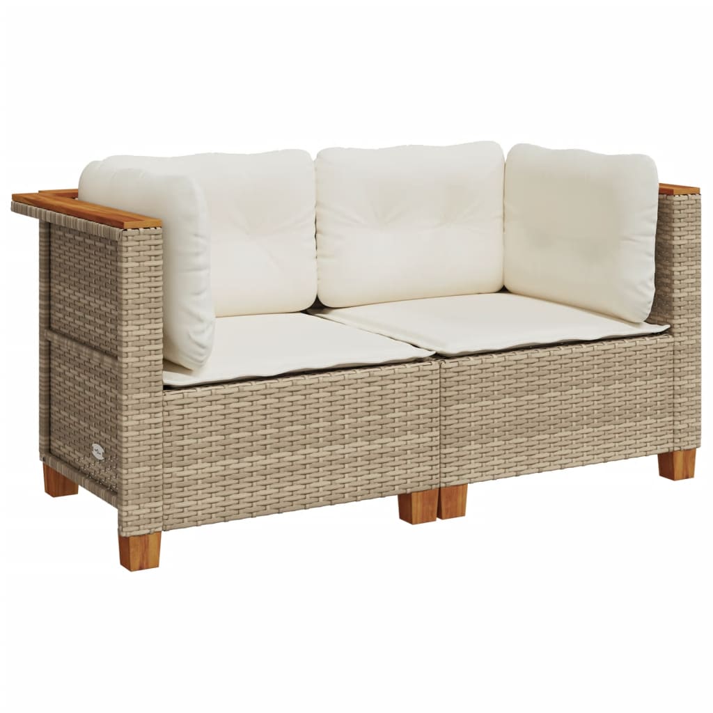 Divani Angolari Da Giardino Con Cuscini 2pz Polyrattan Beige