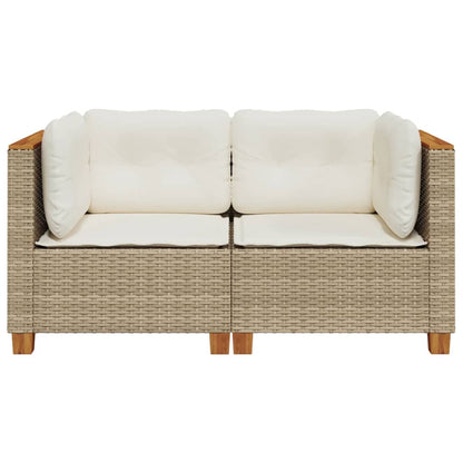 Divani Angolari Da Giardino Con Cuscini 2pz Polyrattan Beige