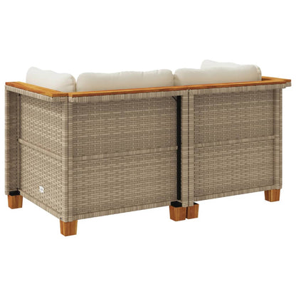 Divani Angolari Da Giardino Con Cuscini 2pz Polyrattan Beige