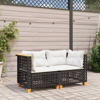 Divani Angolari Da Giardino Con Cuscini 2pz Polyrattan Nero