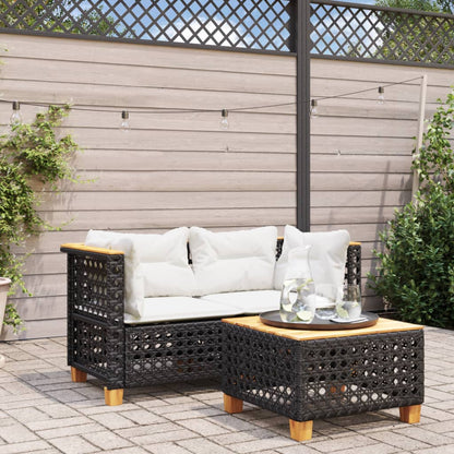 Divani Angolari Da Giardino Con Cuscini 2pz Polyrattan Nero