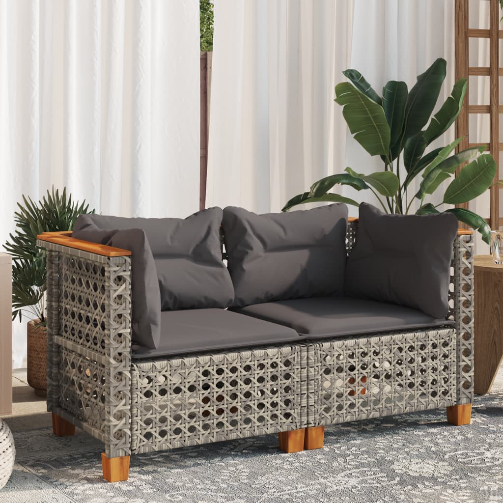 Divani Angolari Da Giardino Con Cuscini 2pz Polyrattan Grigio