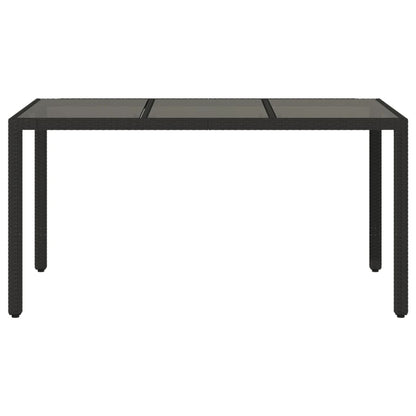 Tavolo Da Giardino Piano In Vetro Nero 150x90x75 Cm Polyrattan