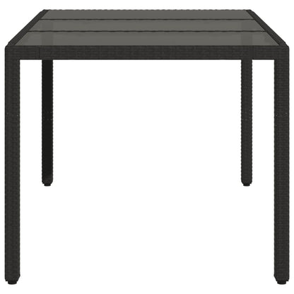 Tavolo Da Giardino Piano In Vetro Nero 150x90x75 Cm Polyrattan