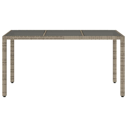 Tavolo Da Giardino Piano In Vetro Grigio 150x90x75cm Polyrattan