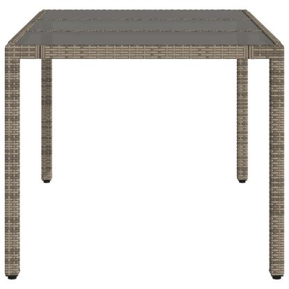 Tavolo Da Giardino Piano In Vetro Grigio 150x90x75cm Polyrattan