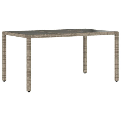 Tavolo Da Giardino Piano In Vetro Grigio 150x90x75cm Polyrattan