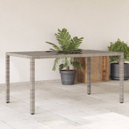 Tavolo Da Giardino Piano In Vetro Grigio 150x90x75cm Polyrattan